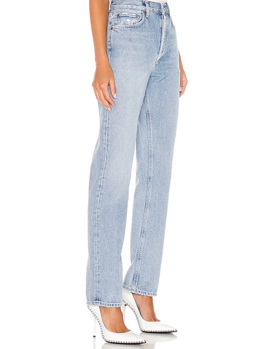 High-Rise Straight Leg Women's Jeans in Light Blue - Picture 2 of 6